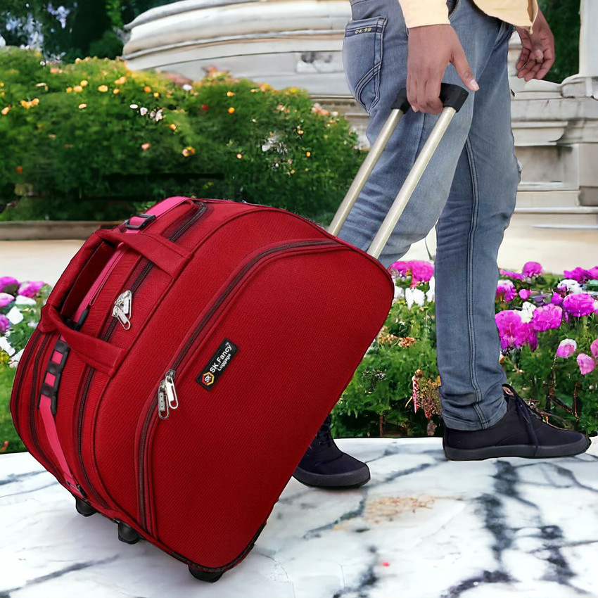 SK Fancy Luggage Expandable 60 L Strolley Duffel Bag Waterproof 60 L Trolley Travel Duffel Bag with Wheels for Men and Women Red Regular Capacity Duffel With Wheels Strolley