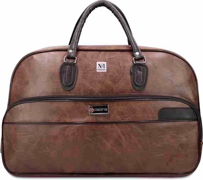 NFI essentials Large Leather 20 Inch Duffle Bag For Travel Men and Women s Luggage Duffel Bags Duffel Without Wheels Black Price in India Flipkart