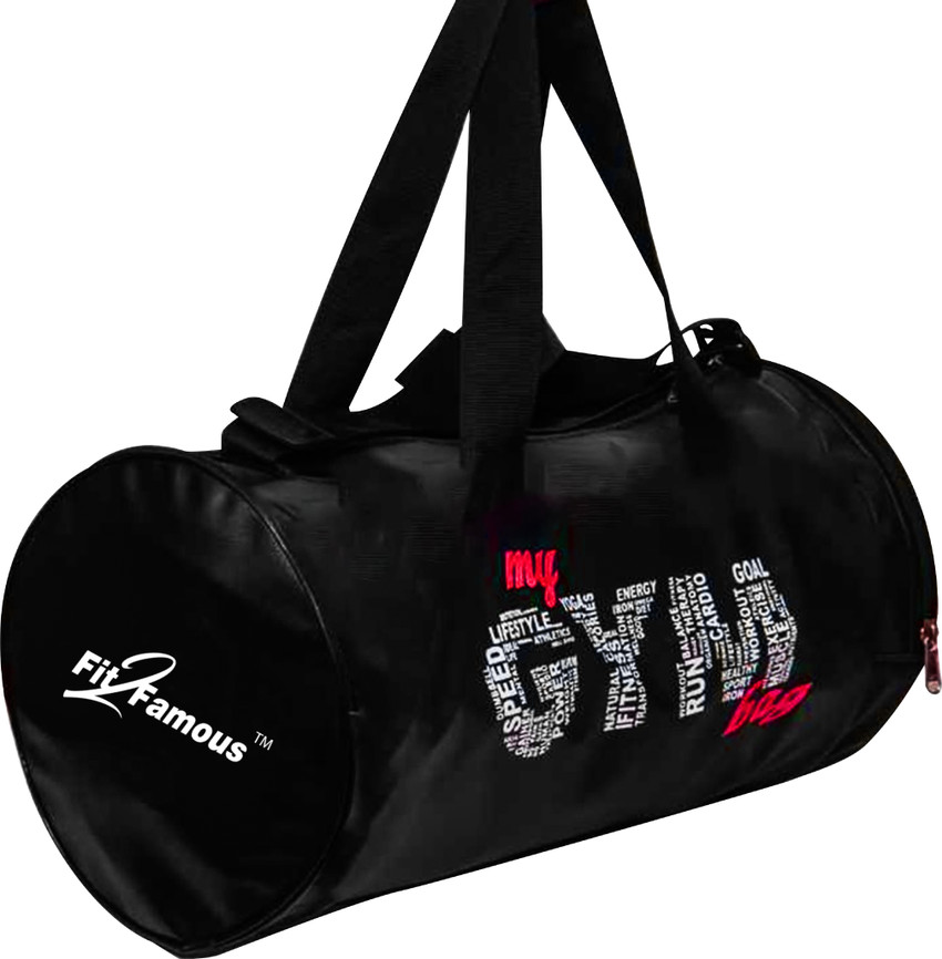 fit2famous Expandable Ultimate BLACK LEATHER Gym Bag Stylish and