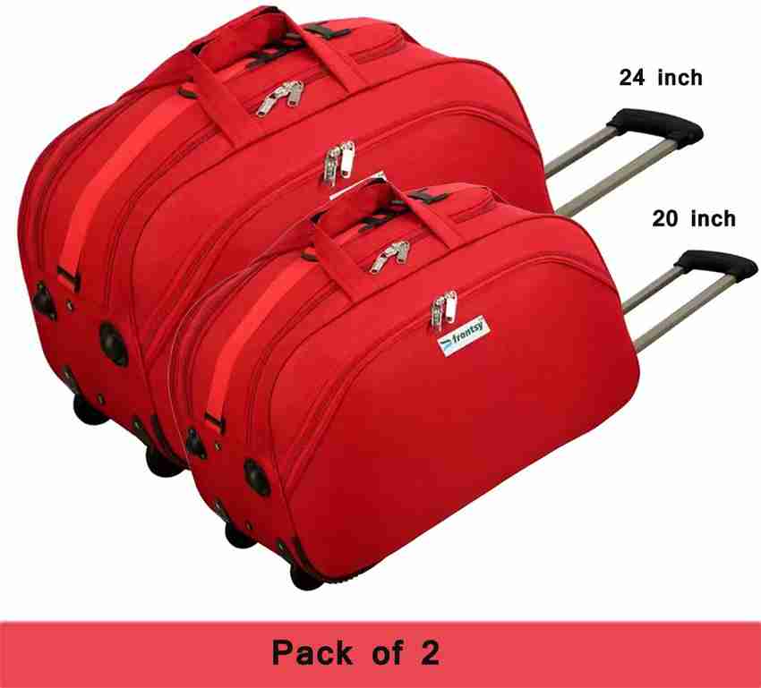 FLEXY Expandable Duffle Trolley Bag Combo 2 set With wheels for Men and Women Duffel With Wheels Strolley Red Price in India Flipkart