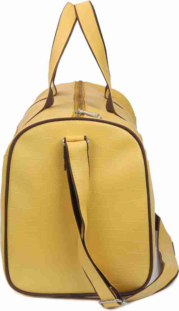 Yellow leather duffle discount bag