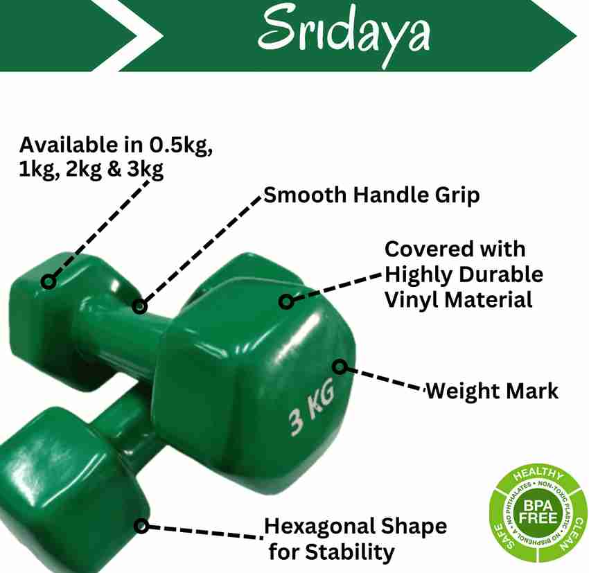 SRIDAYA Set of 3 Kg Vinyl Dumbbells for Men Women 3kg x 2pcs 6kg Fixed Weight Dumbbell Buy SRIDAYA Set of 3 Kg Vinyl Dumbbells for Men Women