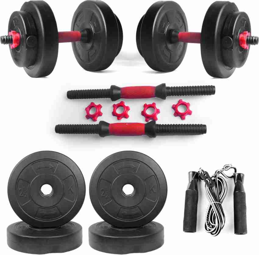 Gym Equipment for Home 8 kg (2 kg x 4) PVC, 14 inches Dumbbell Rod Set,  Exercise & Fitness Home Gym Workout Gym Accessories Combo for Men and Women