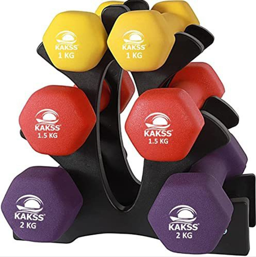 KAKSS Neoprene Dumbbell With Stand 1kg 1.5kg 2kg Pair Fixed