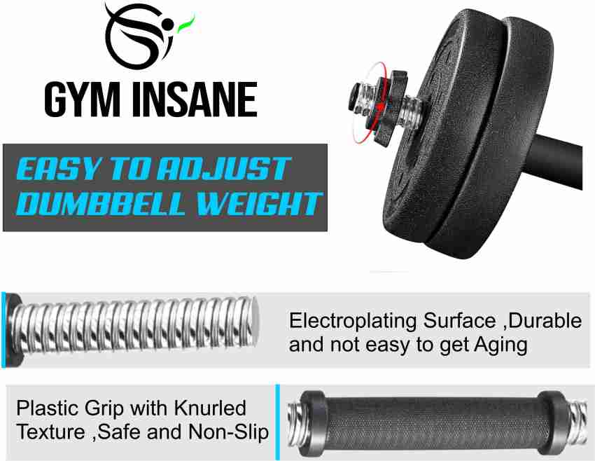 Gym Insane Home gym equipment for men (18-22)KG 3ft curl & 3ft