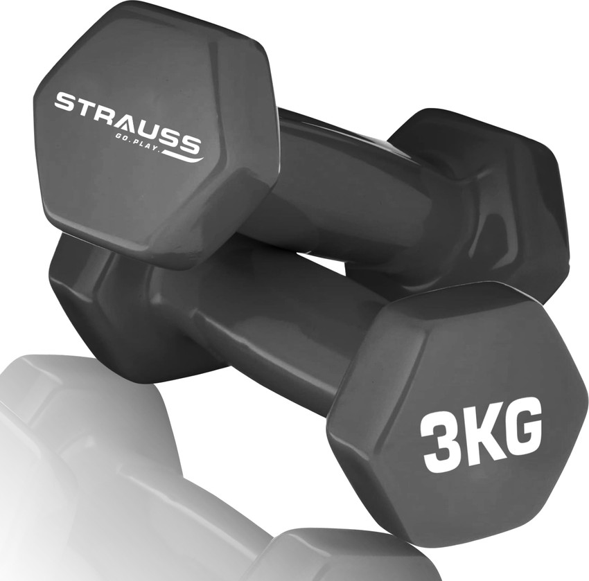 Strauss 3 Kg x 2 Vinyl Coated Dumbells For Gym Workout 3Kg each Pair Black Fixed Weight Dumbbell Buy Strauss 3 Kg x 2 Vinyl Coated Dumbells For Gym