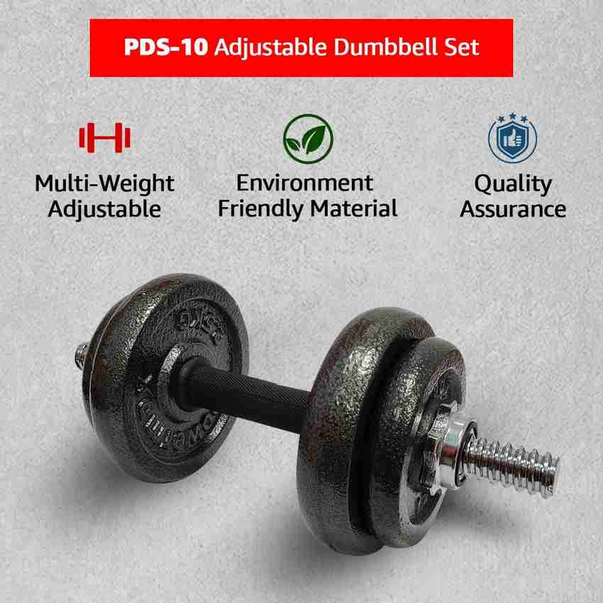 Powermax Fitness PDS 10KG Solid Iron Dumbbell Set with Non Slip Grip Handle for Home Use Adjustable Dumbbell Buy Powermax Fitness PDS 10KG Solid Iron Dumbbell Set with Non Slip Grip Handle for Home Us...