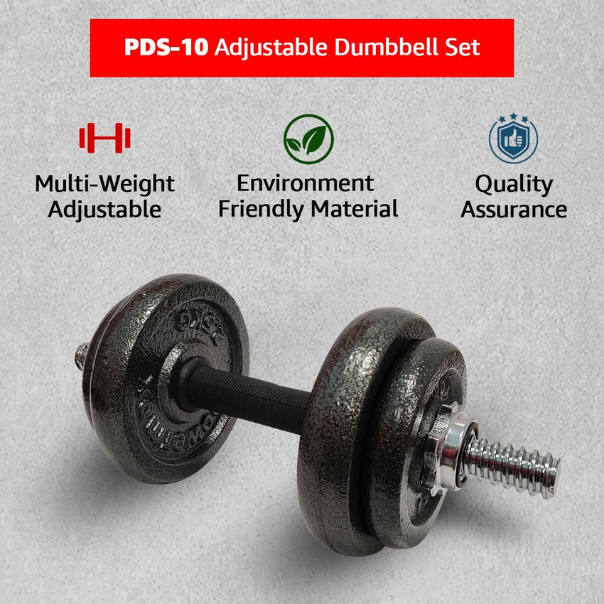 Powermax Fitness PDS 10KG Solid Iron Dumbbell Set with Non Slip Grip Handle for Home Use Adjustable Dumbbell Buy Powermax Fitness PDS 10KG Solid Iron Dumbbell Set with Non Slip Grip Handle for Home Us...