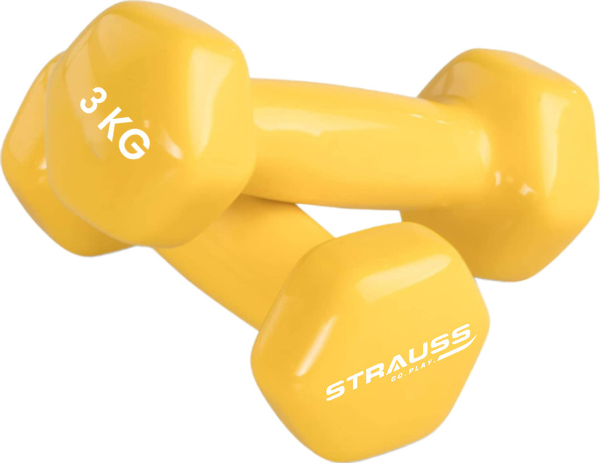 Strauss 3 Kg x 2 Vinyl Coated Dumbells For Gym Workout 3Kg
