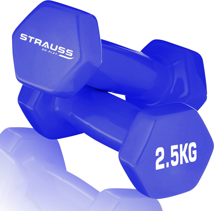 Strauss 2.5 Kg x 2 Vinyl Coated Dumbells For Gym Workout 2.5Kg each Pair Blue Fixed Weight Dumbbell Buy Strauss 2.5 Kg x 2 Vinyl Coated Dumbells For Gym