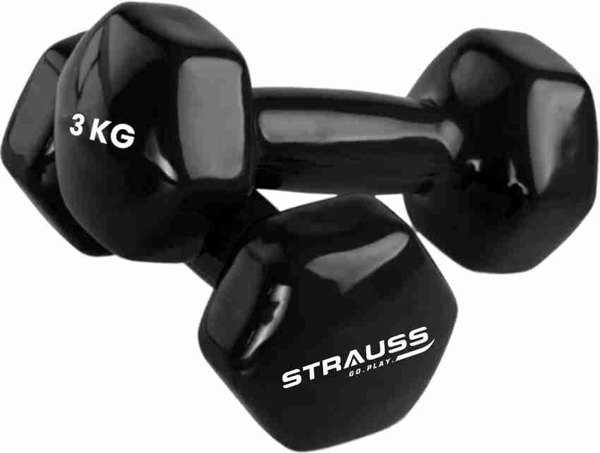 Strauss 3 Kg x 2 Vinyl Coated Dumbells For Gym Workout 3Kg each Pair Black Fixed Weight Dumbbell Buy Strauss 3 Kg x 2 Vinyl Coated Dumbells For Gym