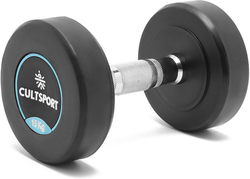 Cultsport Rubber Coated Round Dumbbell of 15 Kg ideal for Strength
