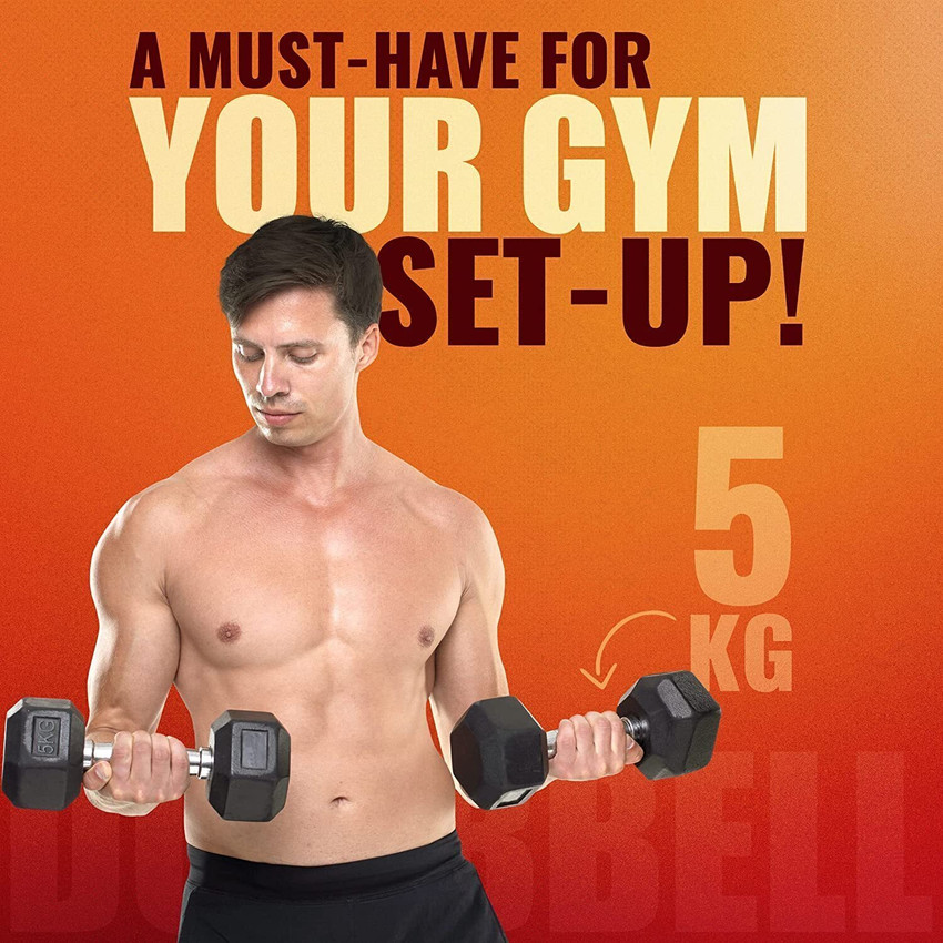 SLOVIC Dumbbells Set for Home Gym 5 kg Set of 2 Fixed Weight Dumbbell