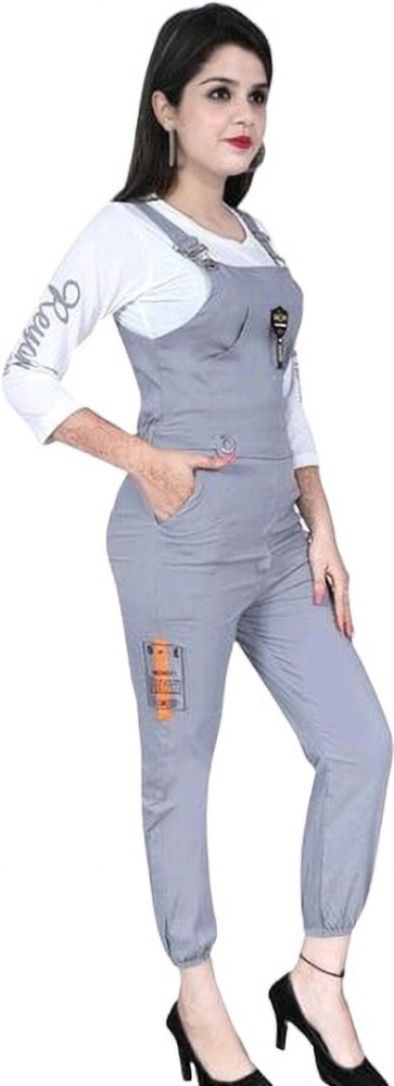 MYKUKI Women Grey Dungaree - Buy MYKUKI Women Grey Dungaree Online