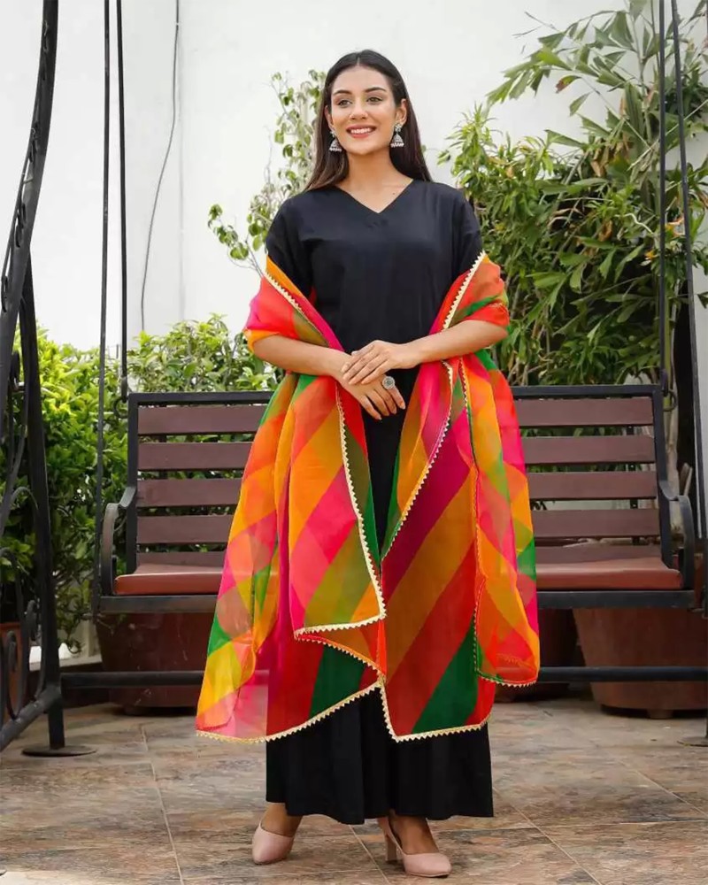 Black suit with outlet colourful dupatta