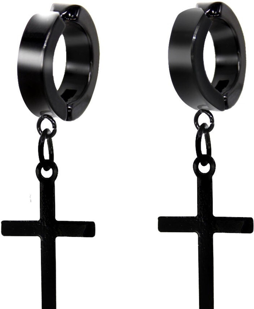 Flipkart Buy vien Religious Jewelry Christmas Jesus Cross Earring For Mens Boys Stainless Steel Hoop Earring black Metal Huggie Earring Online at Best Prices in India