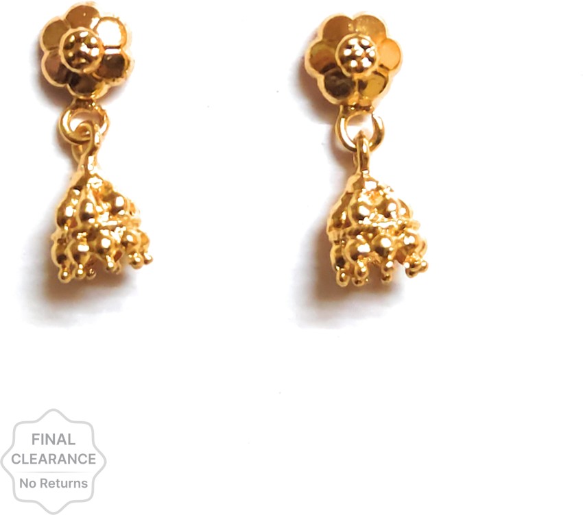 Buy Cute Gold Plated Daily Wear Red Crystal Drops Small Bali Earrings for  Baby Girl