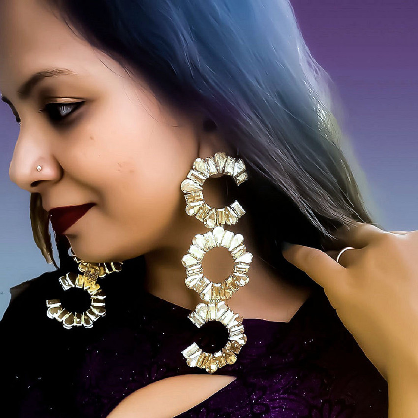 Flipkart Buy NEELPORI JEWELS Deepika pathaan korean long earrings for girls Metal Stone Drops Danglers Online at Best Prices in India