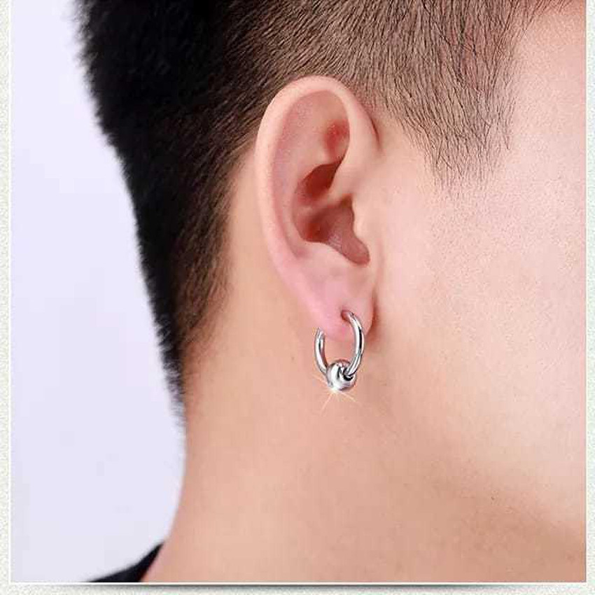Mens hoop earrings with balls on sale