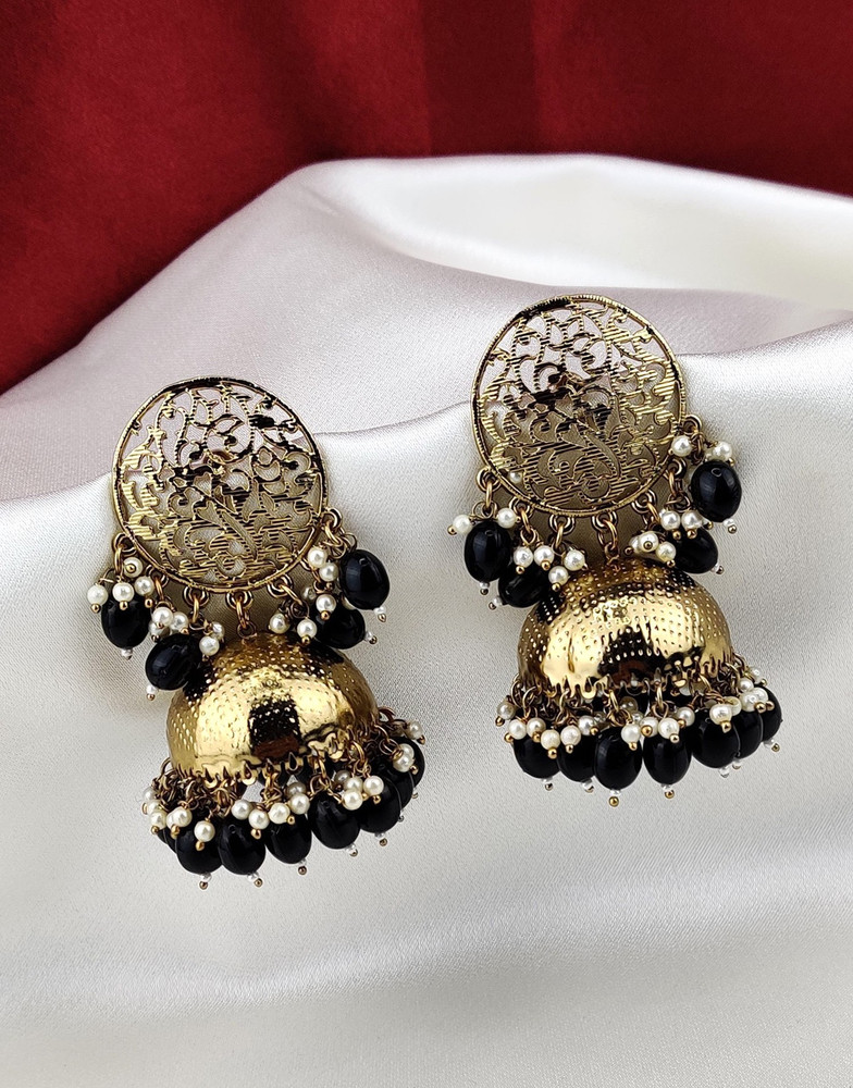 Long black earrings online discount