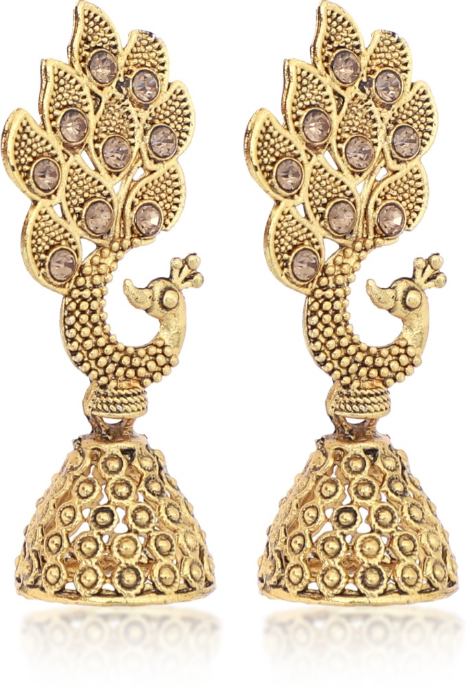 Peacock Gold Beaded Earring  Kattam