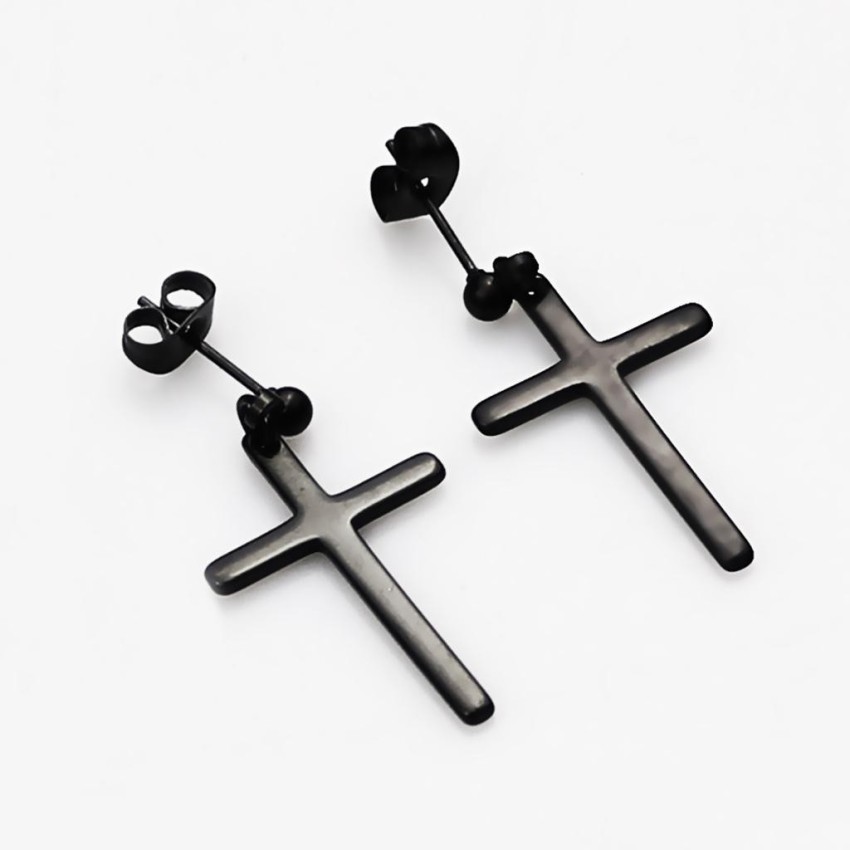 Altitude Black Cross Earrings Small  Aidan Designs