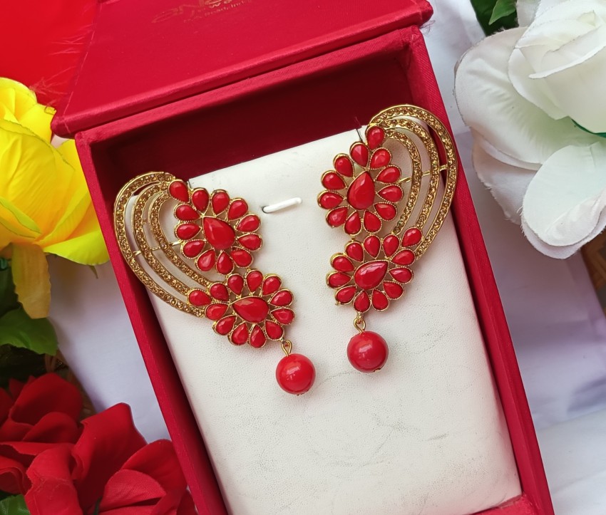 Red fancy store earrings