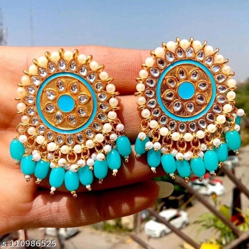 Orange and blue Weave acrylic drop earrings