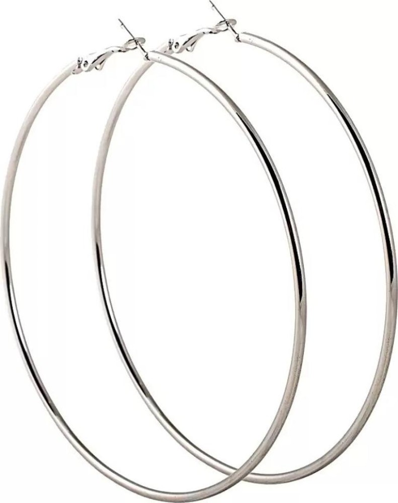 Jagsun Medium size silver bali earrings for girls and women(65 MM) Alloy  Hoop Earring