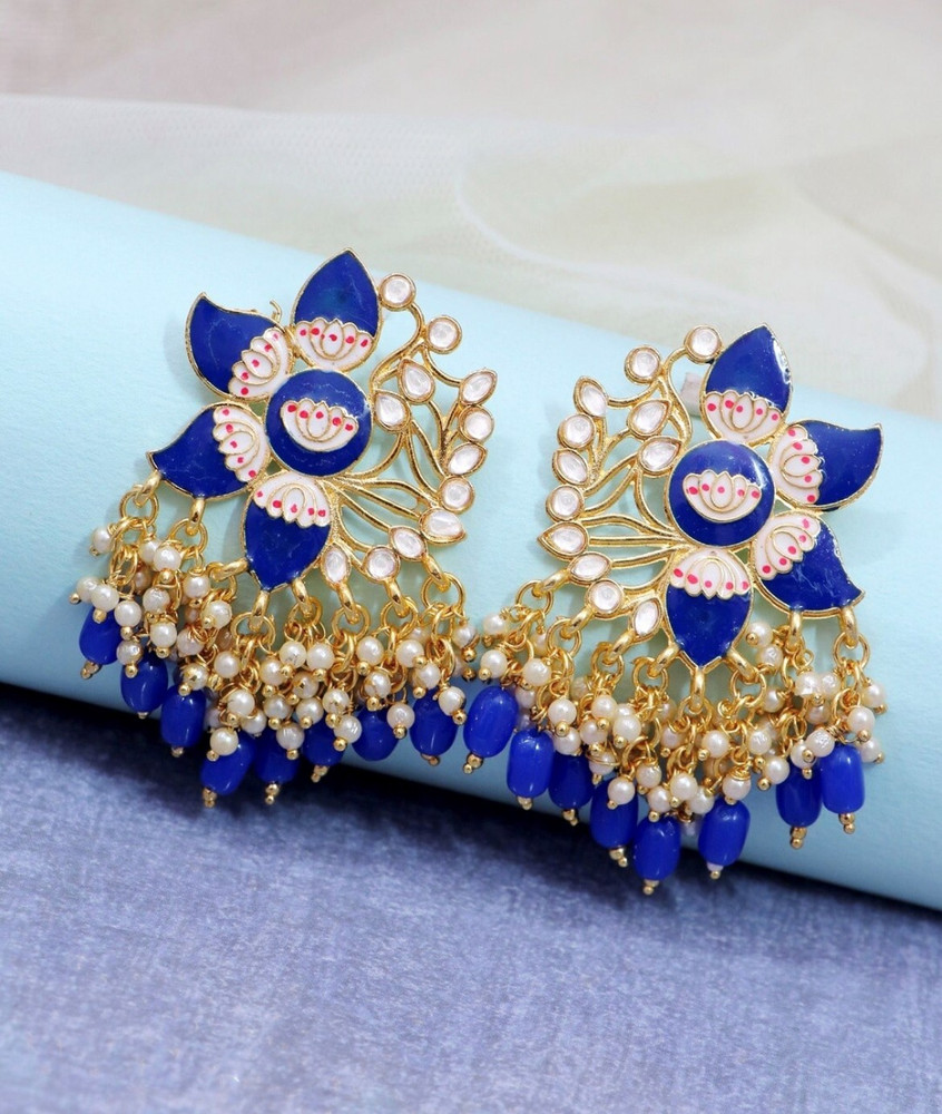 Flipkart Buy TANLOOMS Attractive Half Lotus Meena Earrings For Girls Women Alloy Stud Earring Online at Best Prices in India