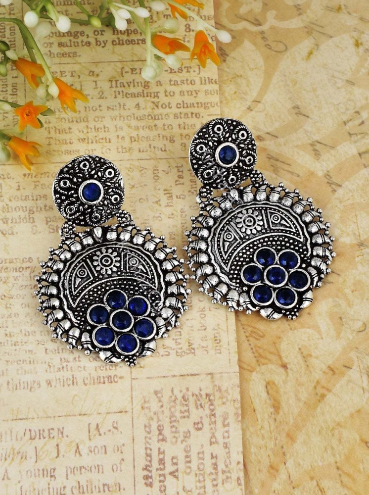 Blue hot sale oxidised earrings