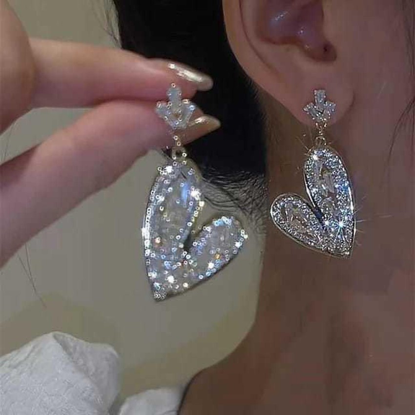 Buy GoldToned  White Earrings for Women by Shining Diva Online  Ajiocom
