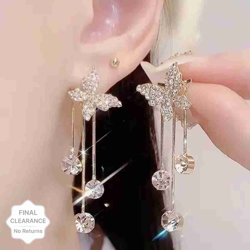 korean stainless steel leaves earrings clip