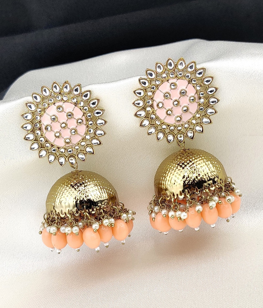 Flipkart Buy Orbis Big Earrings Jhumka Peach Beads Alloy Jhumki Earring Online at Best Prices in India