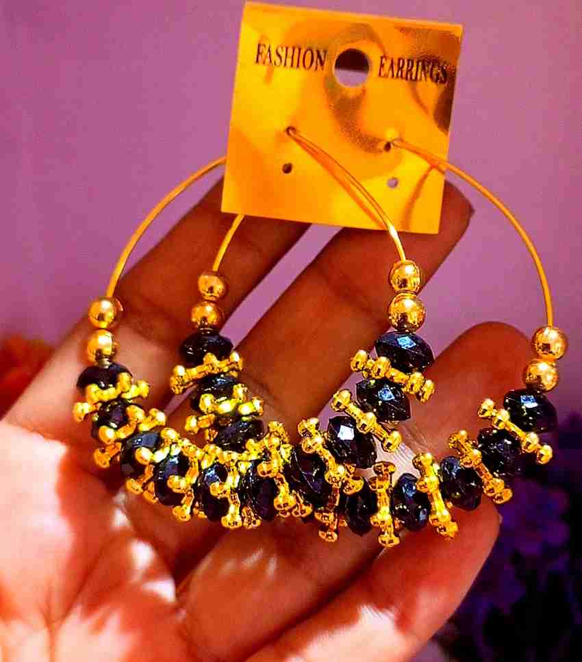 Flipkart Buy Designs By Sapna black hoop earrings Metal Hoop