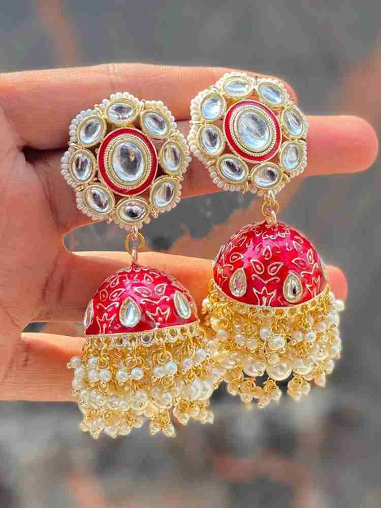 Womens red earrings discount