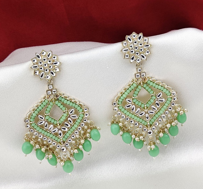 Pale green earrings sale
