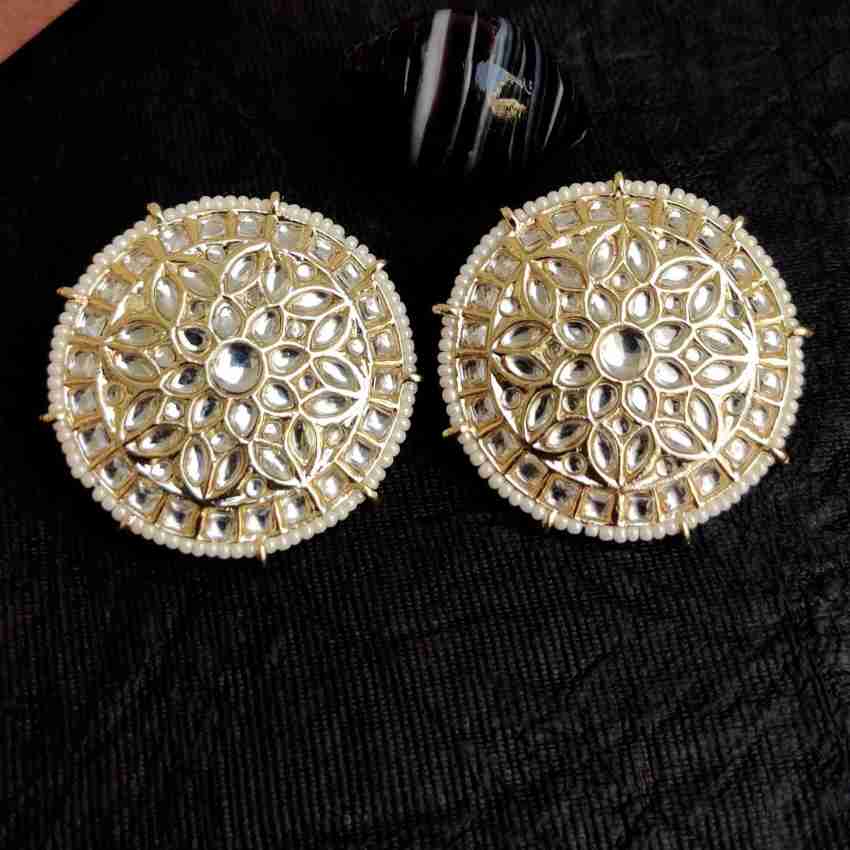 Large hot sale kundan earrings