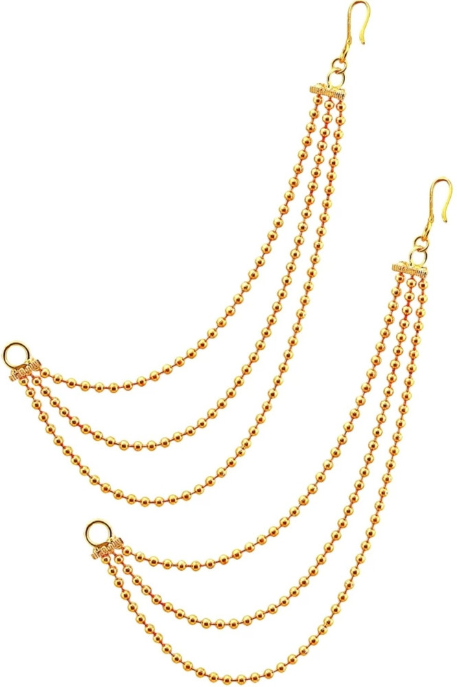 Flipkart Buy RENU CREATION Golden Jhumka Ear Chain Hair Accessory For Girls For Wedding Fancy Party wear Alloy Clip on Earring Online at Best Prices in India