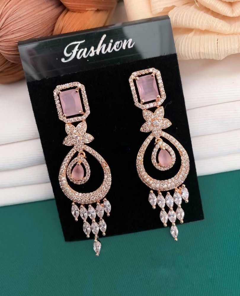Women Fashion Sexy Big Rhinestone Earrings Necklace 2pcs Set