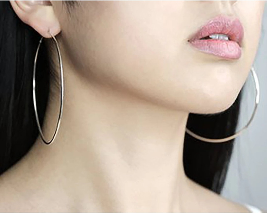 Flipkart Buy RENU CREATION Silver Gol Hoop Earrings Big Size Alloy Earring for Girls Women Pack1 Pair Alloy Brass Metal Hoop Earring Clip on Earring Online at Best Prices in India