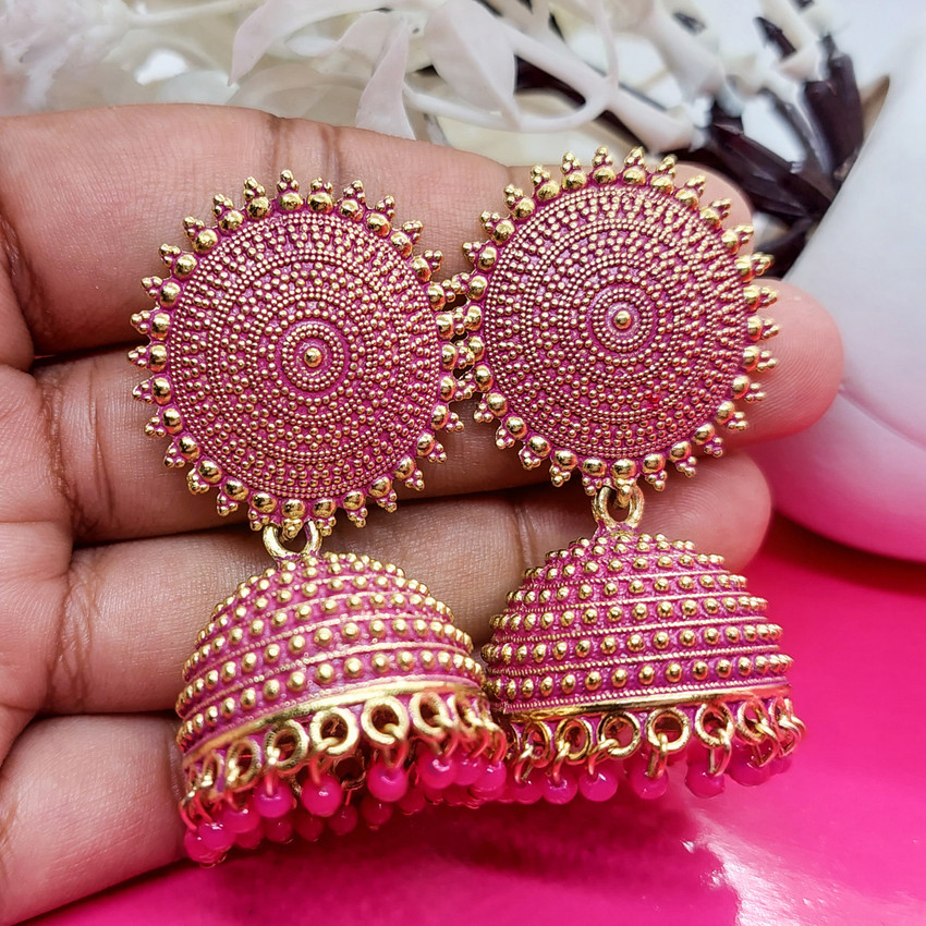Flipkart Buy MD HUBS STORE Modern Party wear Festival Wedding Jhumkas For Women Girls Color Pink Brass Jhumki Earring Earring Set Online at Best Prices in India