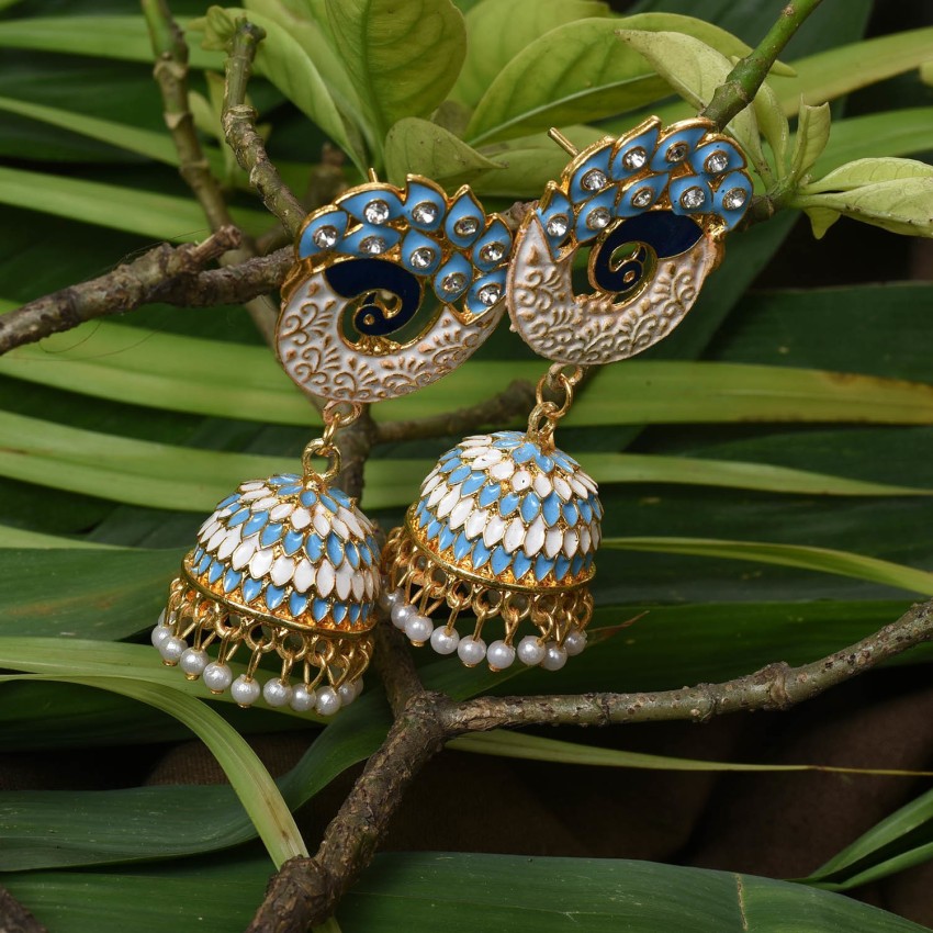 Get Green Stone Detail Peacock Marcasite Earrings at  3500  LBB Shop