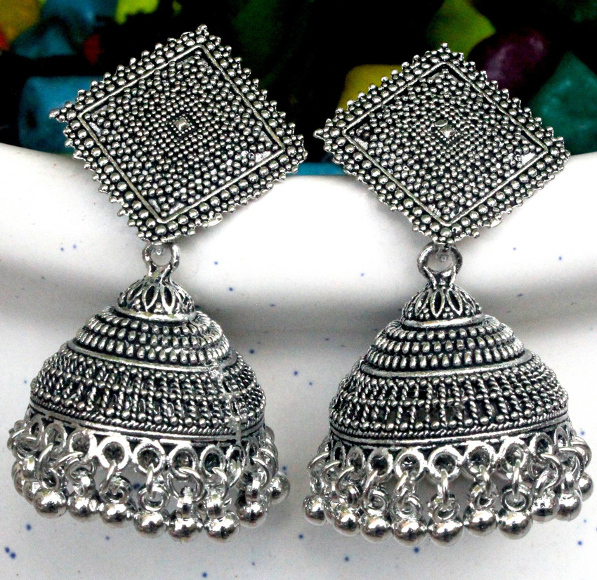 Flipkart Buy Kaeya Traditional Black SIlver Oxidised Jhumka