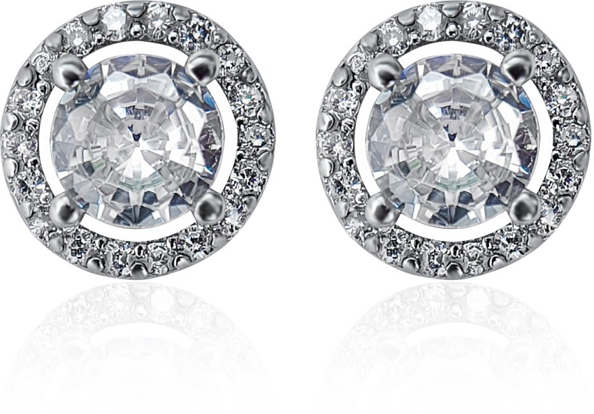 Buy HighSpark 925 Sterling Silver Round Solitaire Stud Earrings Sizes  from 3mm Online at Best Prices in India  JioMart