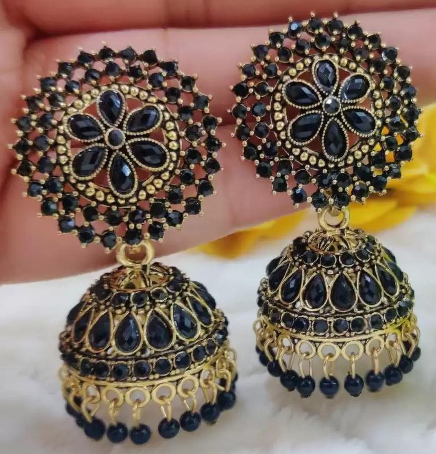 Flipkart Buy Creation Hub Black Stone Jhumka for Girls Women Brass Jhumki Earring Online at Best Prices in India