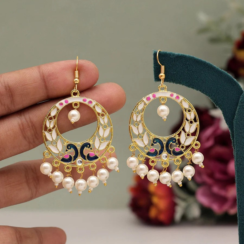 Flipkart Buy manka fashion White Color Meenakari Earrings Beads Alloy Earring Set Online at Best Prices in India