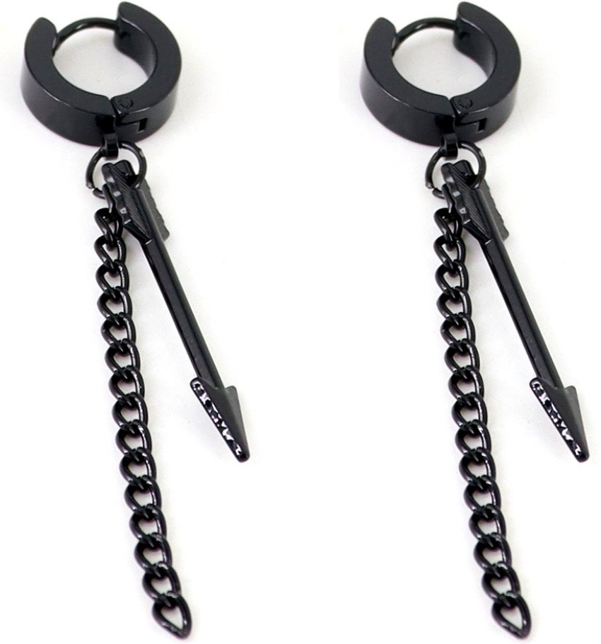 Cross Double Chain Earrings Dangle 3 Colors for Men  EarringsGuy