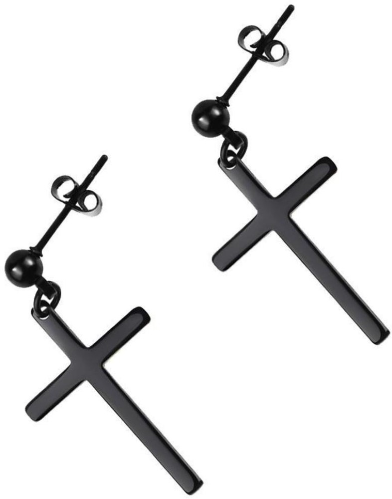 Buy Black Cross Dangle Earrings for Men 25 Pieces Stainless Steel Long  Chain Piercing Hoop Earrings Set for Unisex Stainless Steel No Gemstone  at Amazonin