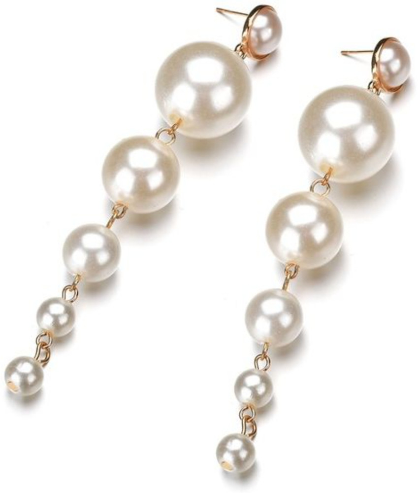 Flipkart Buy ARyee Korean New Style Imitation Pearl Long Tassel Earrings Women Girls SWQ454 Metal Stud Earring Online at Best Prices in India